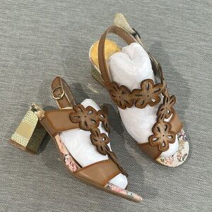 Spring Step L’artiste leather dinner date floral heeled sandals size 36 6